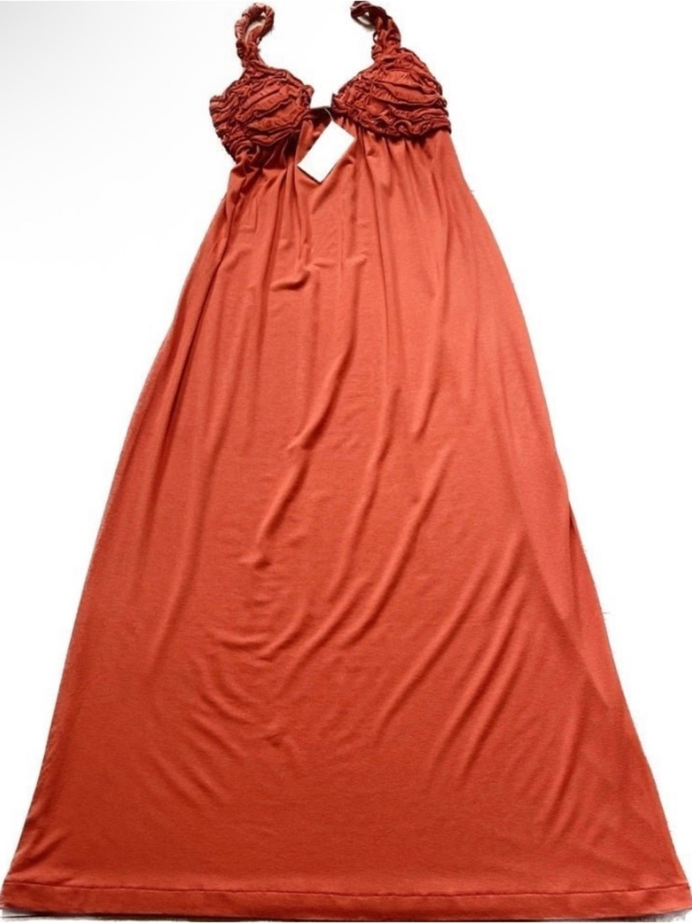MAX STUDIO $118 ret.  Rust Orange Maxi Dress with Ruffled Bodice
